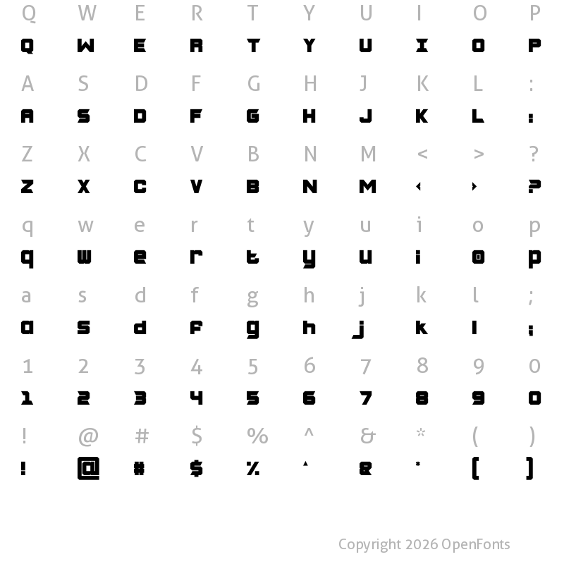 Character Map of CHARRED ZARD Clean Regular