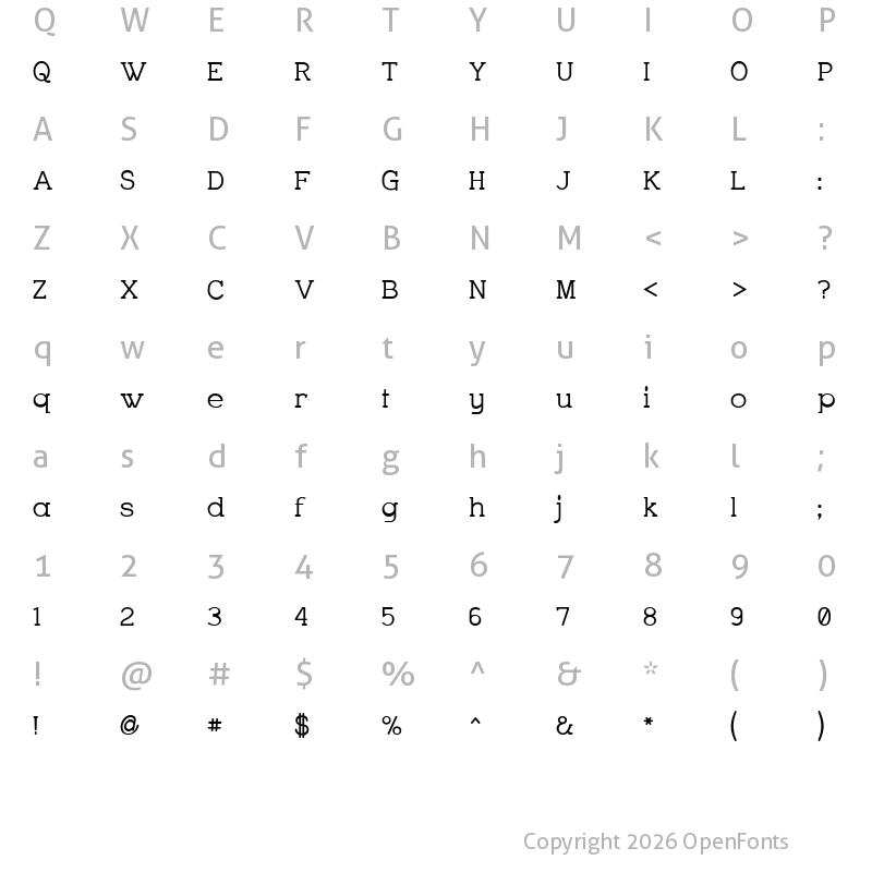 Character Map of Charrington SemiBold Regular