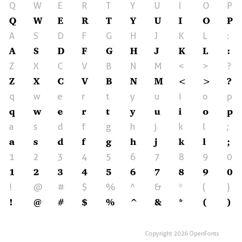 Character Map of CharterITCW04-Black Regular
