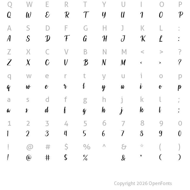 Character Map of Chase of the Sword Regular
