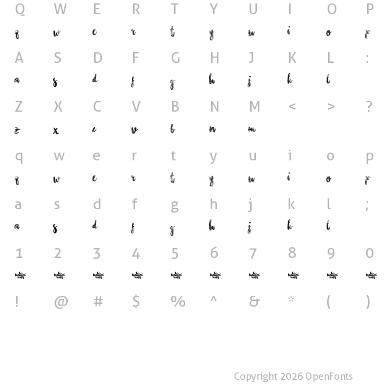 Character Map of Chasing Embers Demo Version Regular