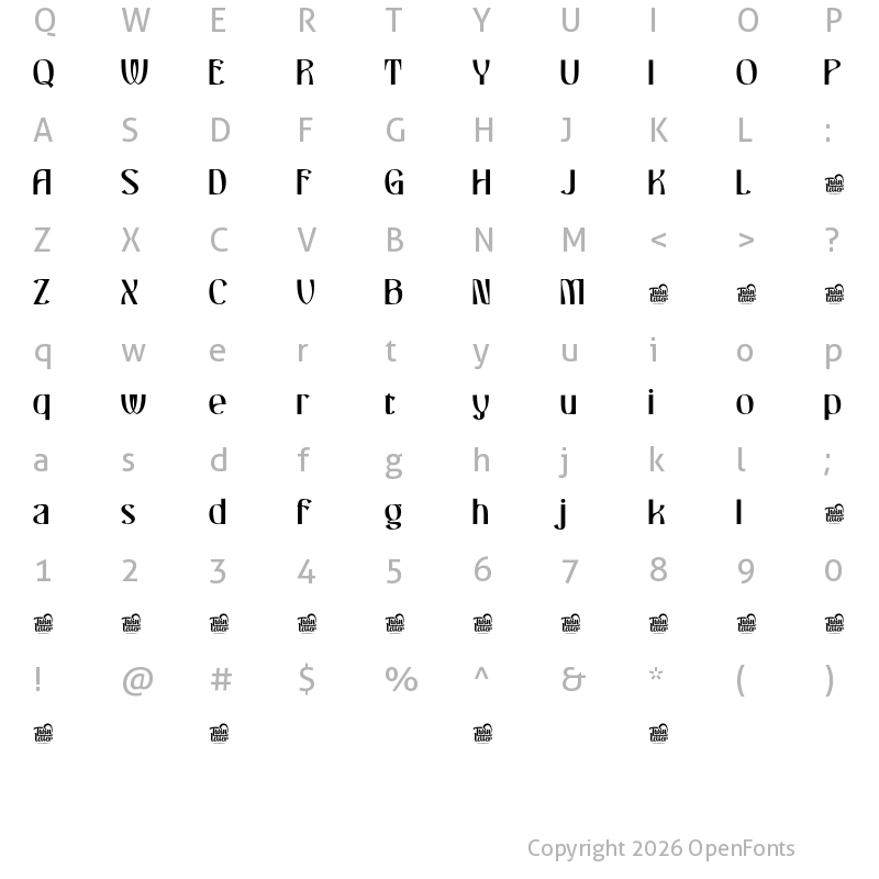 Character Map of CHASLOW Regular