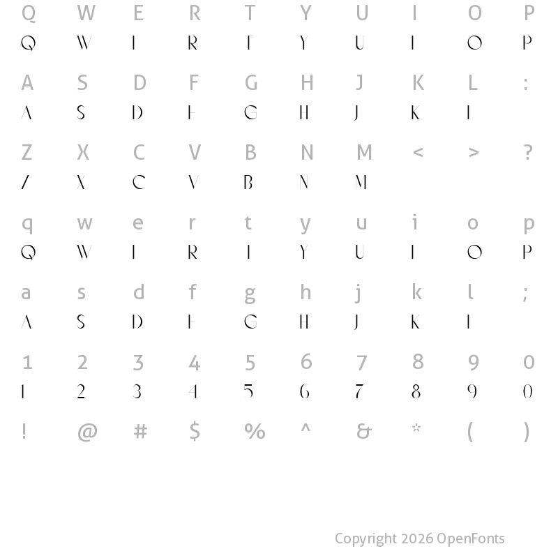 Character Map of Chatara Regular
