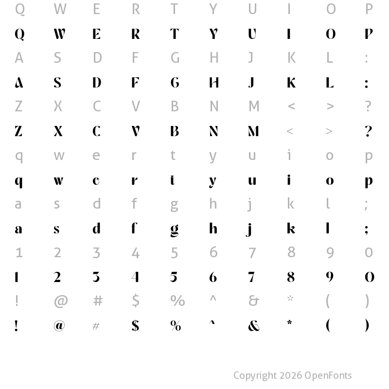 Character Map of Chaviera Pro Extra Bold