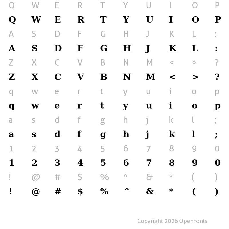 Character Map of CheapProFonts Serif Pro Bold