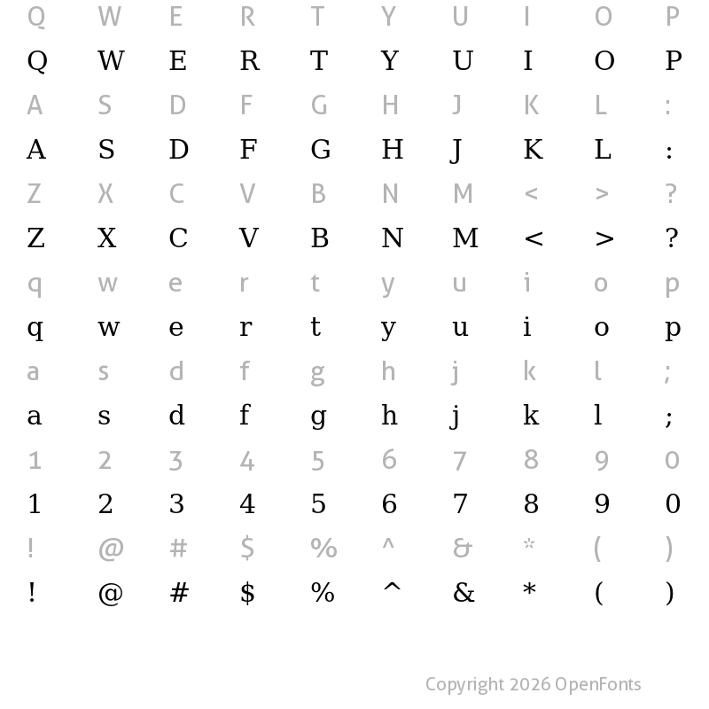 Character Map of CheapProFonts Serif Pro Regular