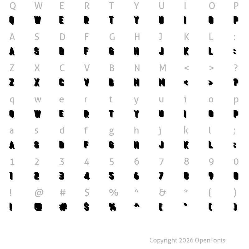 Character Map of Cheapsman Free Extruded Regular