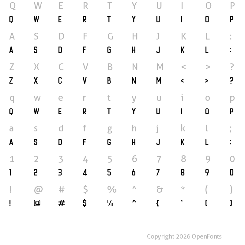 Character Map of Cheapsman Free Regular