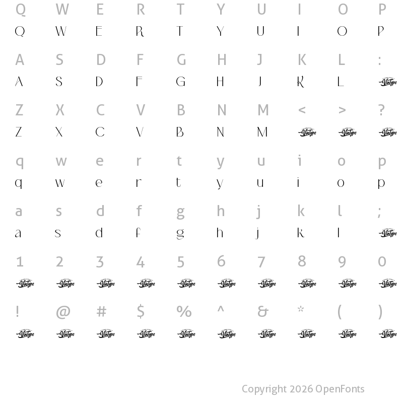Character Map of Cheekbone Demo Regular