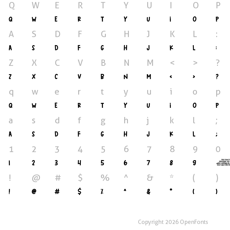 Character Map of CheekyChic_PERSONALUSE Regular