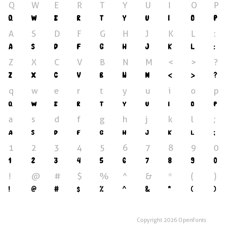 Character Map of Cheerful Kids Regular