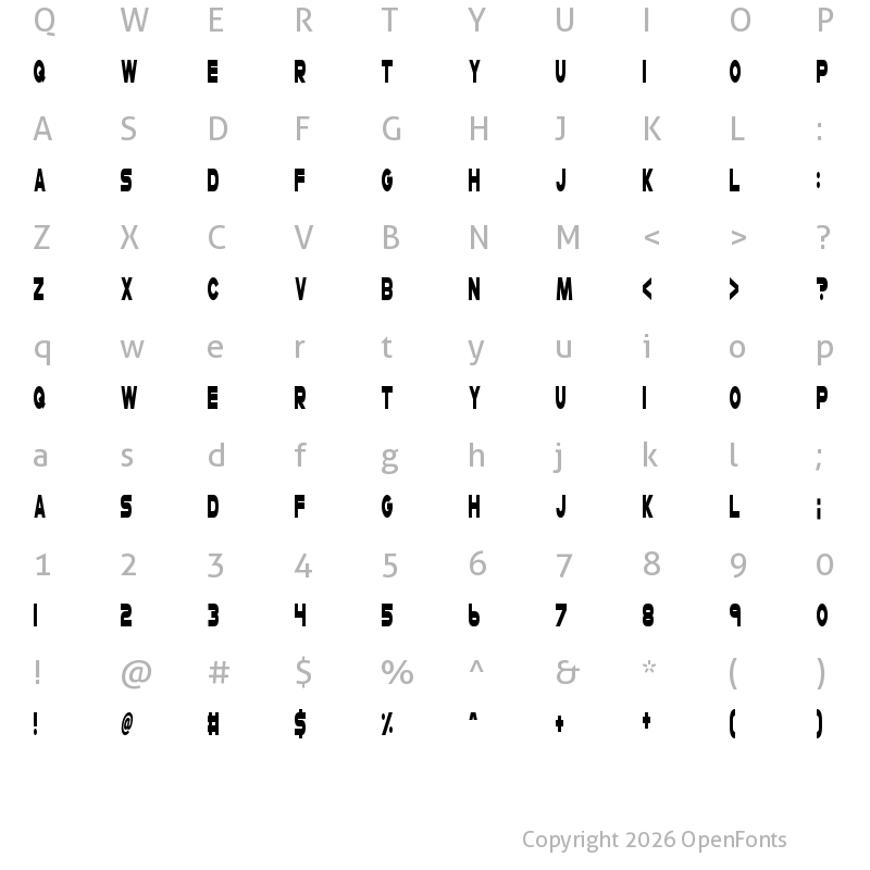 Character Map of Cheerio Old Chap Regular