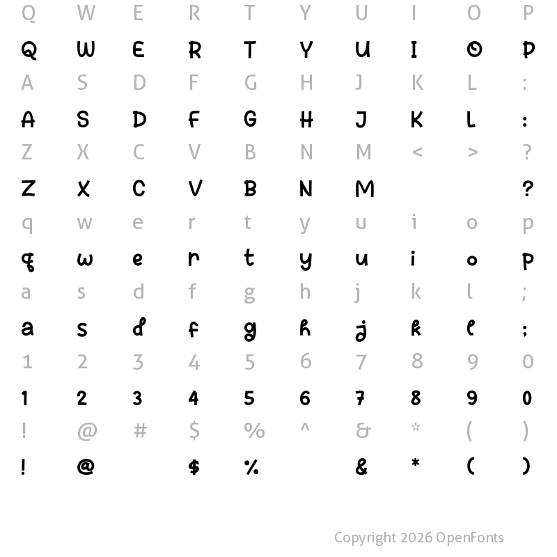 Character Map of Cheese Bread Regular