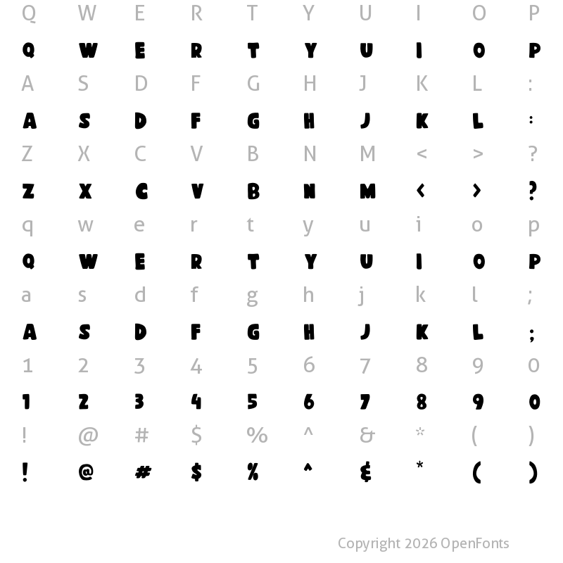 Character Map of Cheese Butter Cream Regular