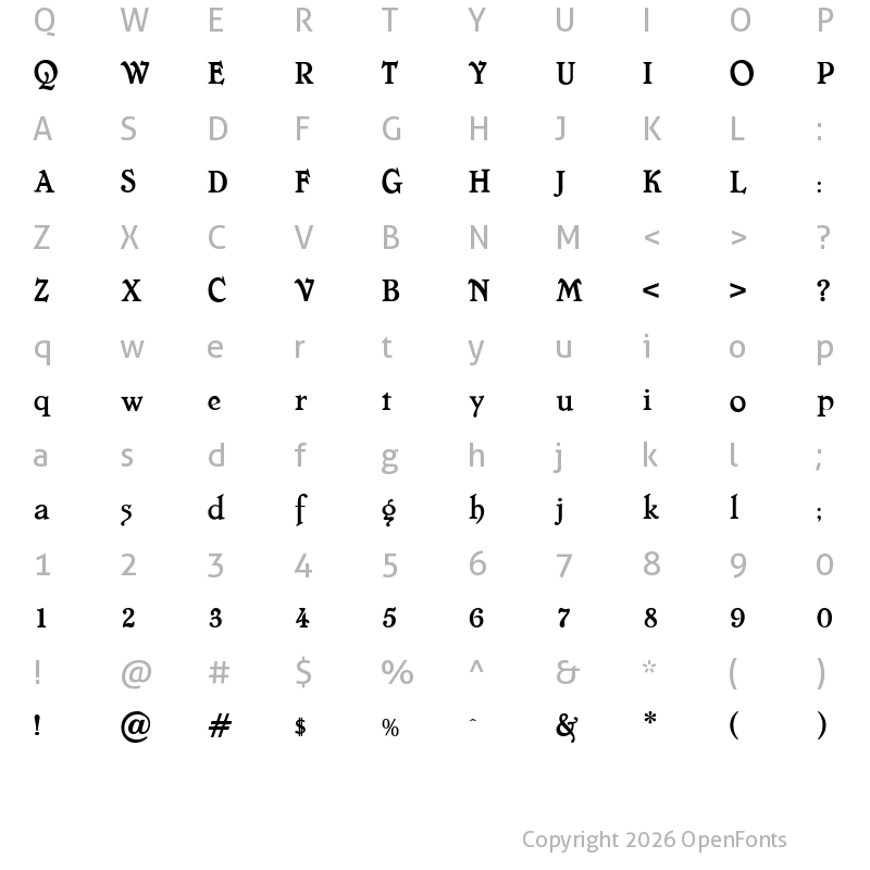 Character Map of Chelsea Alternates Regular