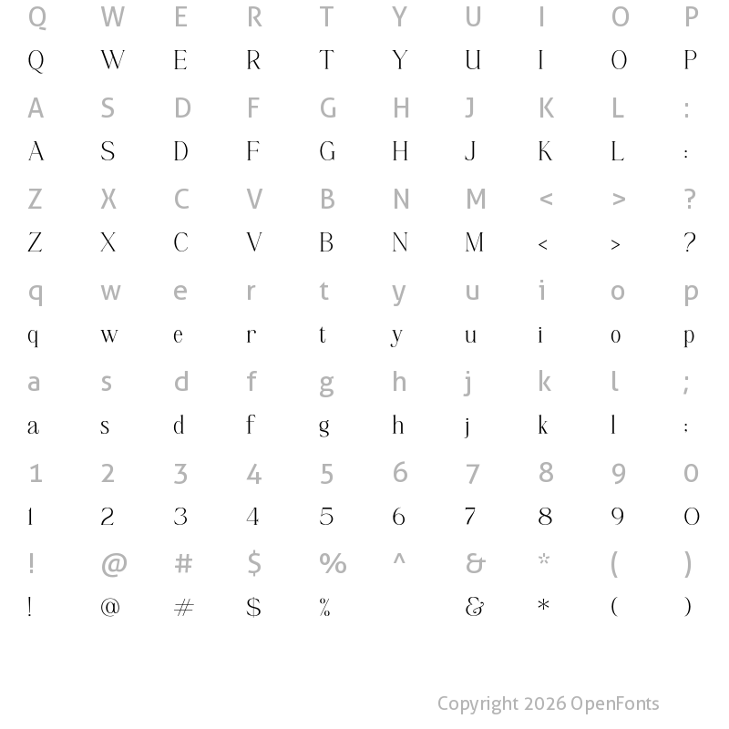 Character Map of Chelvin Serif Regular