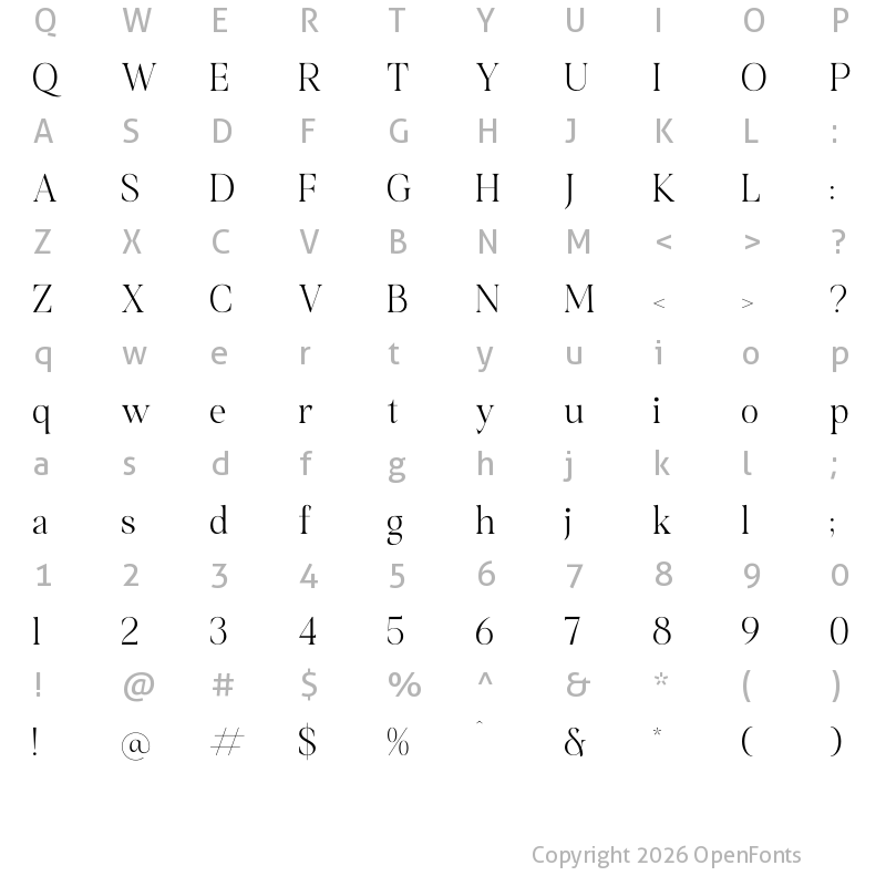Character Map of Chentalle Regular