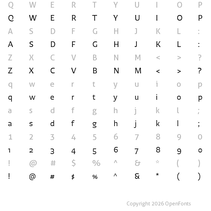 Character Map of Chercan Regular