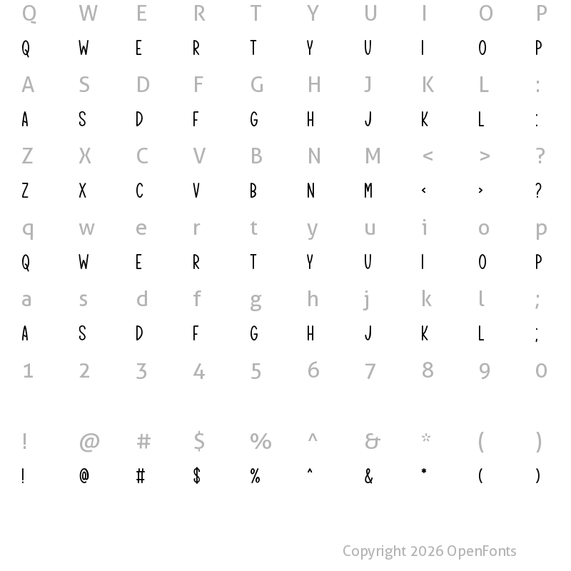 Character Map of Cherish Today Regular