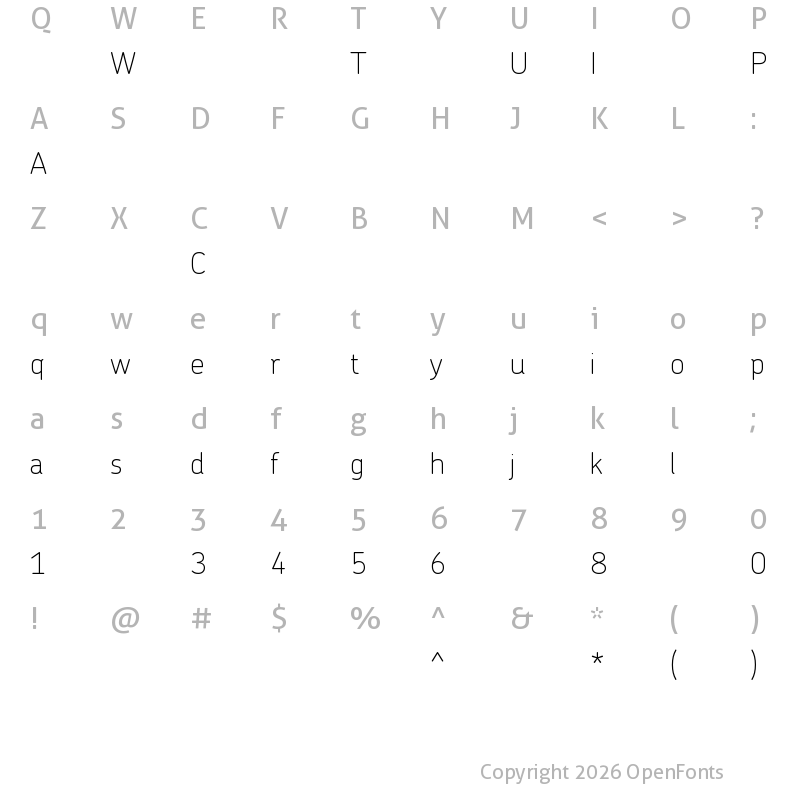 Character Map of ChevinStd-Thin ?