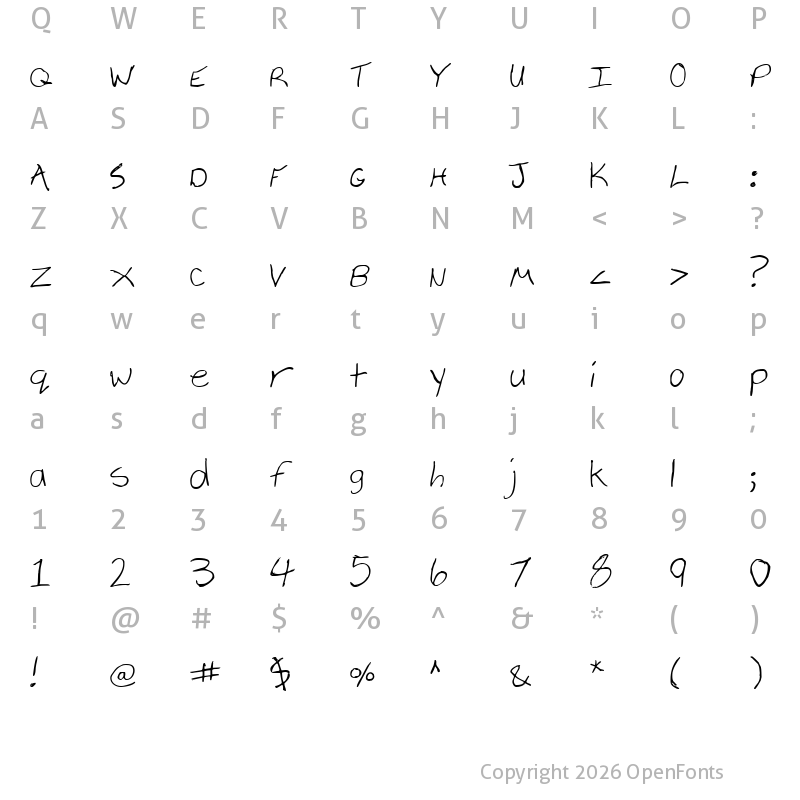 Character Map of Cheyenne Hand Regular