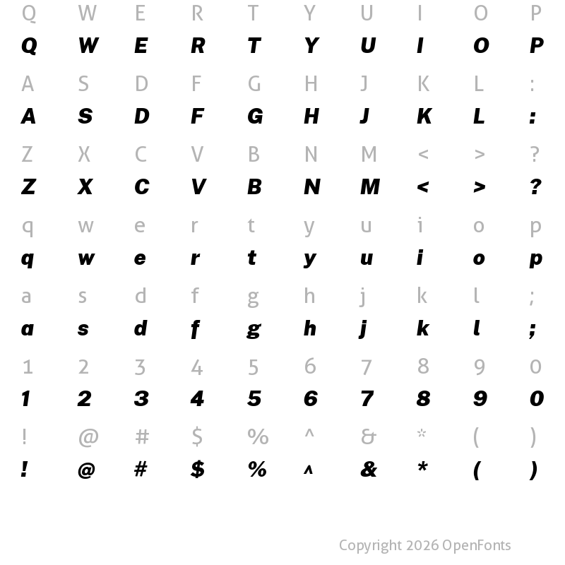 Character Map of Cheyenne Sans Black Italic