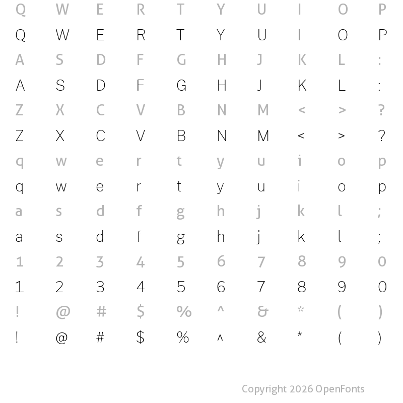 Character Map of Cheyenne Sans Thin