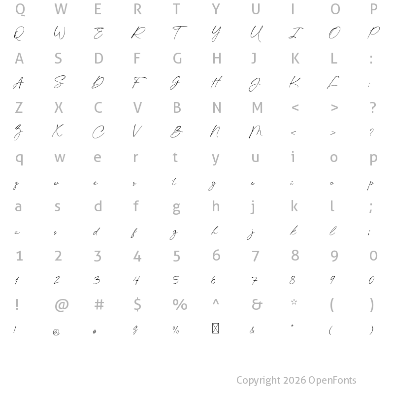 Character Map of Chic Budapest Script