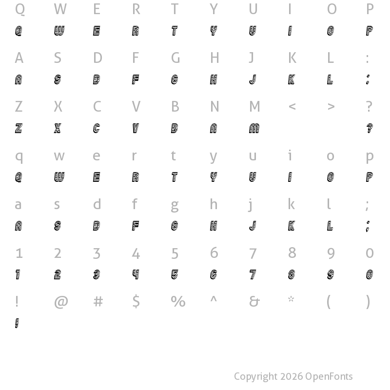 Character Map of Chicago 3D Italic