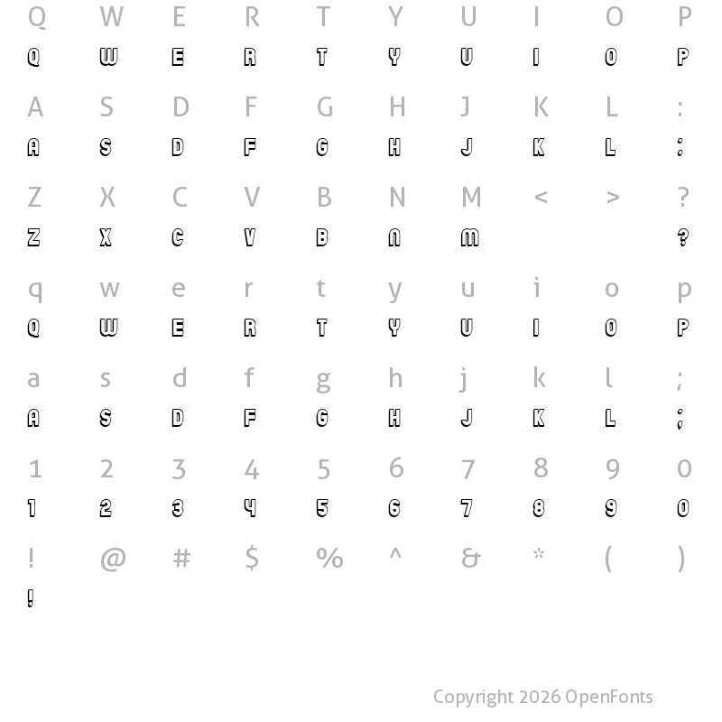 Character Map of Chicago Flat 3D Regular