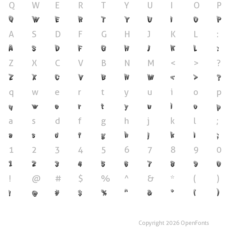 Character Map of Chicken Butt Regular