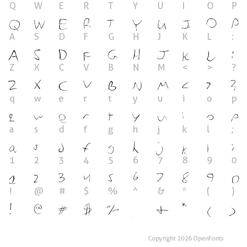 Character Map of Chicken Scratch (ZoidXsa) Regular