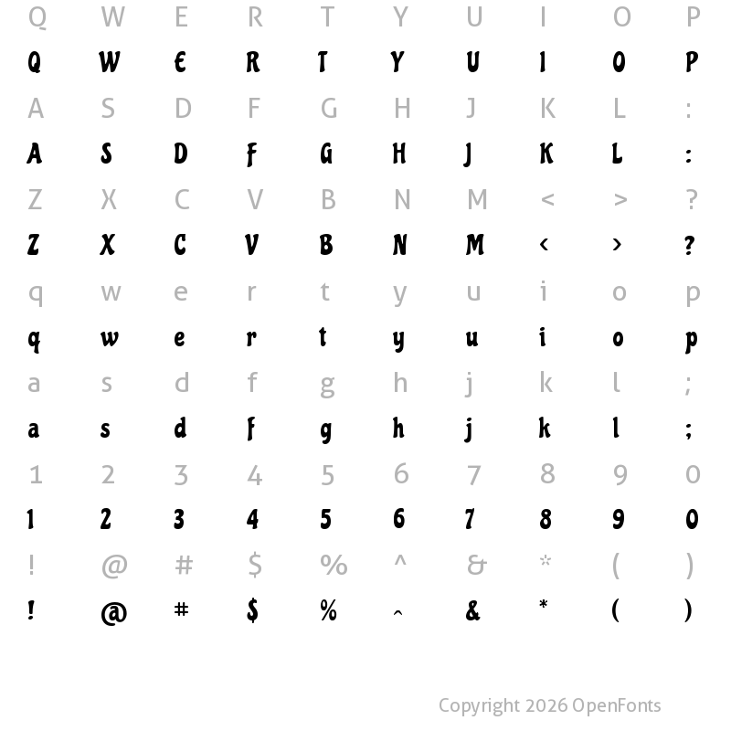 Character Map of Chicle Regular