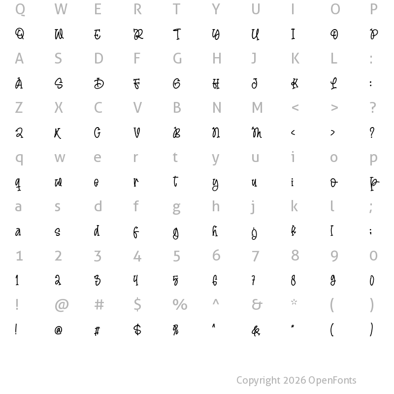 Character Map of Child Dream Regular