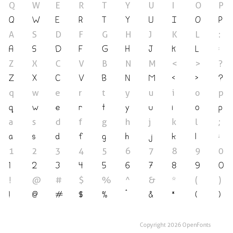 Character Map of Child's Hand Regular