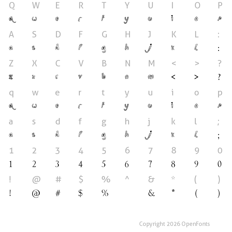 Character Map of Childs Play Regular