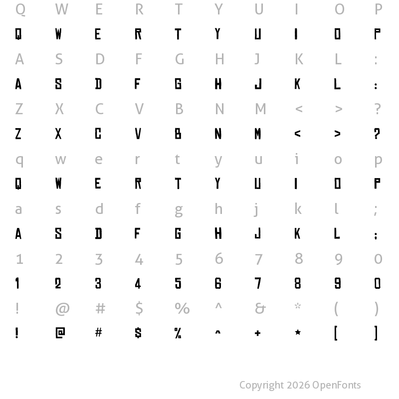Character Map of Chinese Rocks Regular