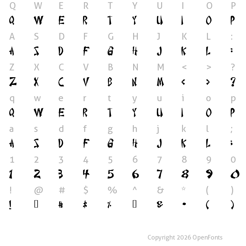Character Map of Chinese Takeaway Regular