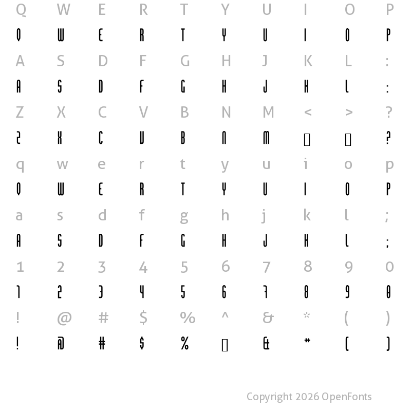 Character Map of Chingolo Pro Regular