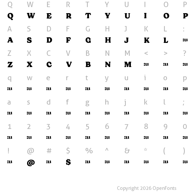 Character Map of Chinook Freebie ExtraBold