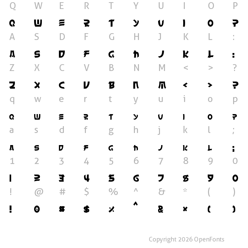 Character Map of Chinyen Regular