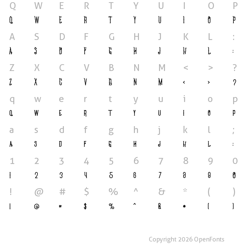 Character Map of Chivel Mind Regular