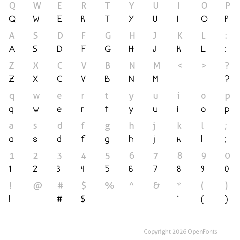 Character Map of Chivilcoyana Regular Beta Regular