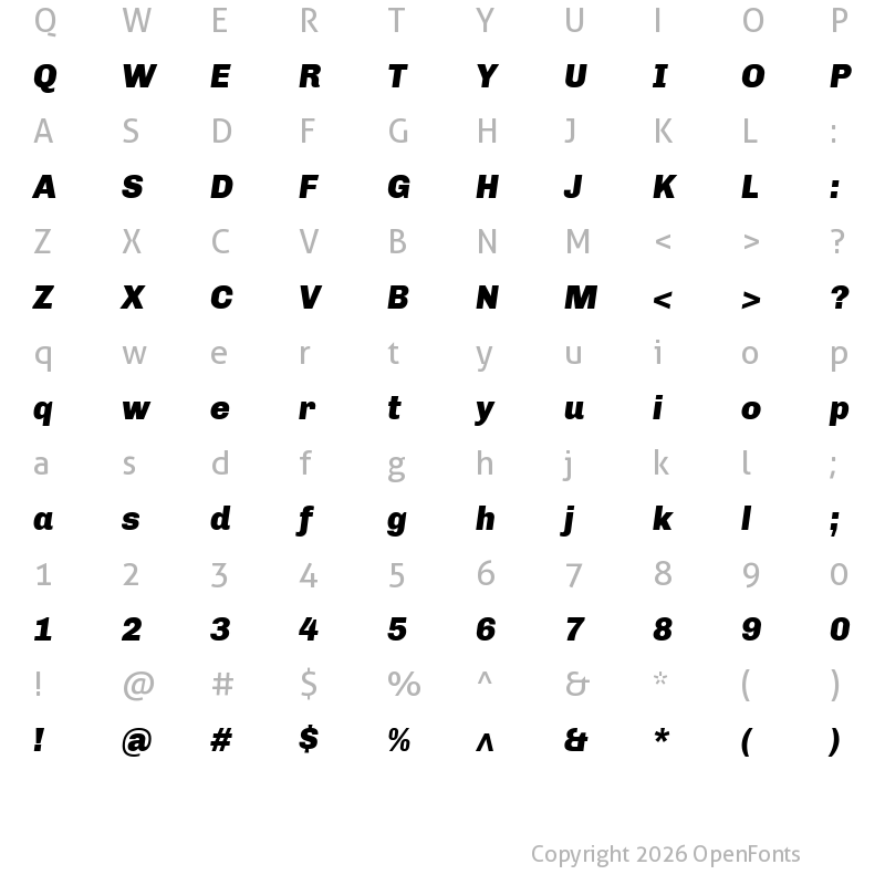 Character Map of Chivo Black Italic