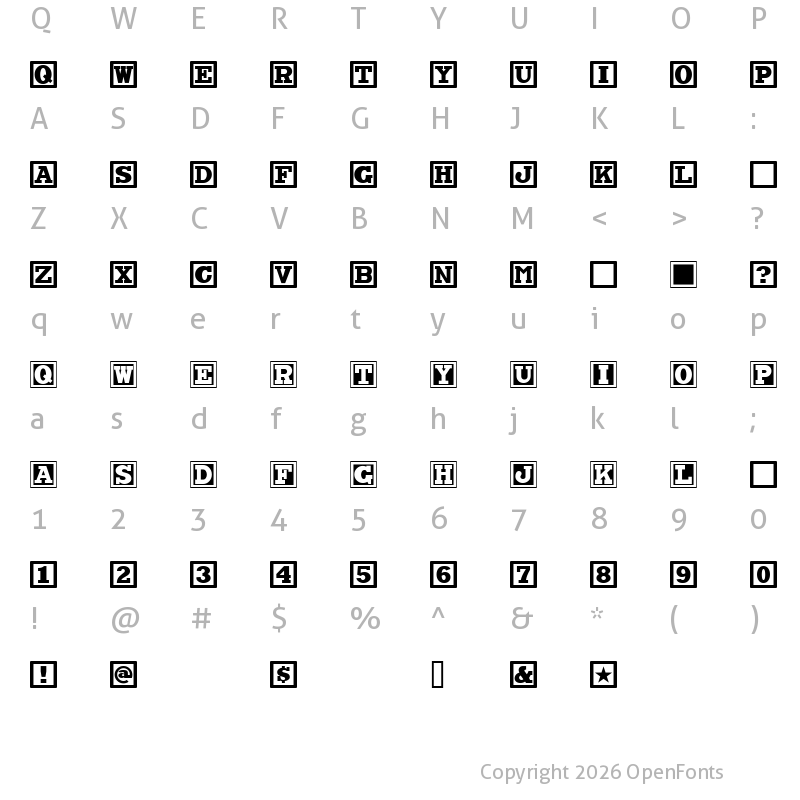Character Map of ChockABlockNF Regular
