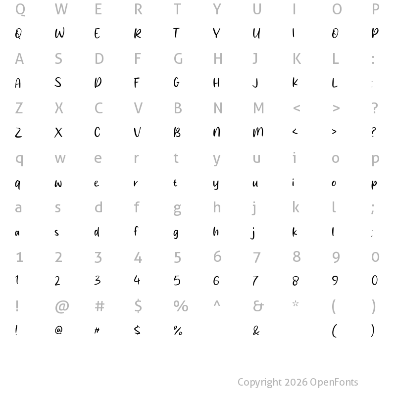 Character Map of Choco Bread Regular