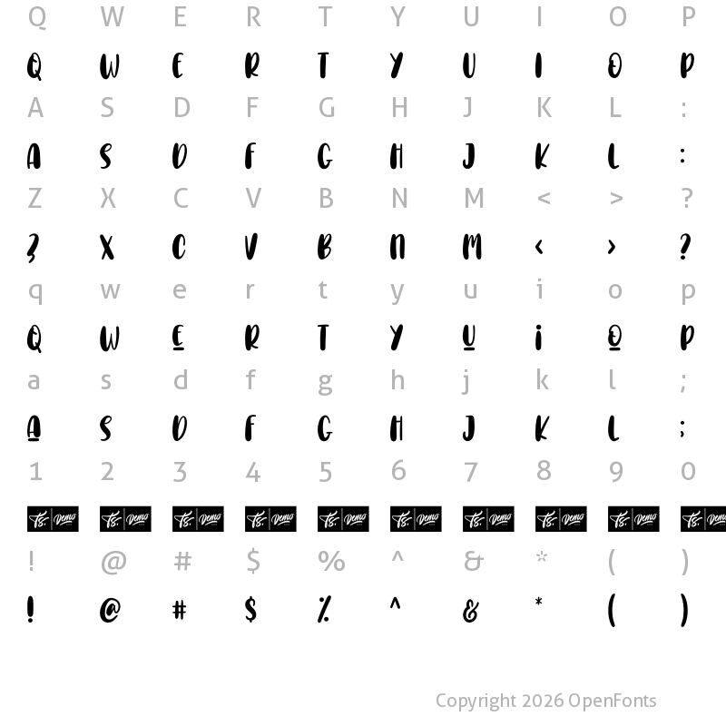Character Map of Choco Letter Regular
