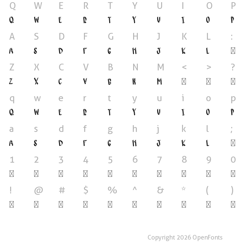 Character Map of CHOCO RUM CAKE Regular