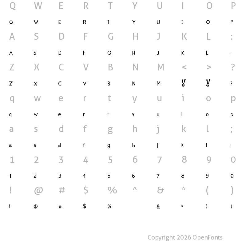 Character Map of chocolat_bleu Regular