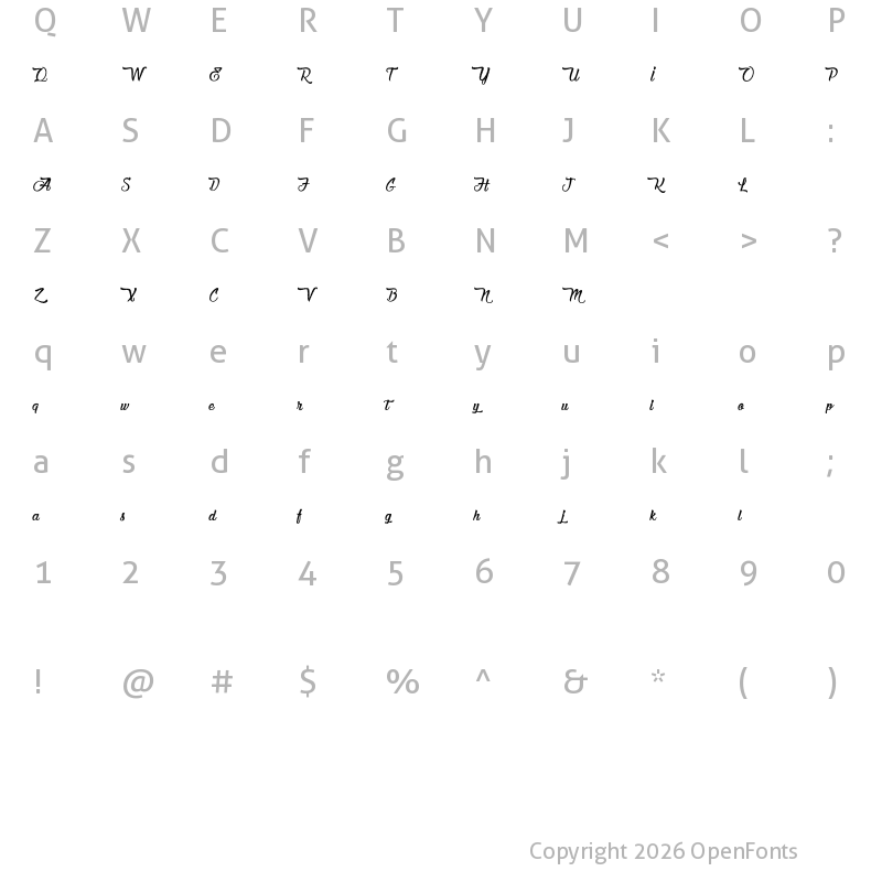 Character Map of Chocolate and Delight Regular